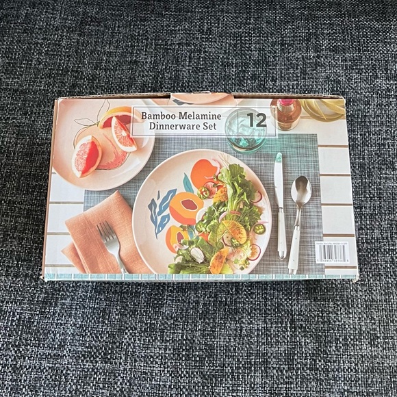 NIB Bamboo Melamine 12 Piece Dinnerware Set - Picture 2 of 7